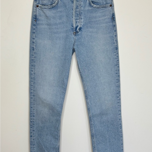 Agolde Light Wash Denim Straight Jeans Distressed Women 5 Pocket XS Waist 25 - Picture 7 of 7